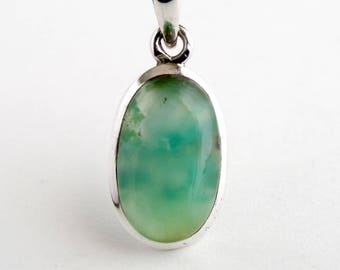 Chrysoprase Pendant Sterling Silver With Natural Green Moss Chrysoprase Necklace Chrysoprase Jewelry