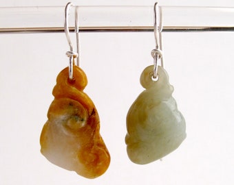 Chinese Lucky Cloud Pattern Jade Earrings Natural Light Yellow And Green Tone Jadeite One of a Kind Jade Earrings March Birthstone Jade