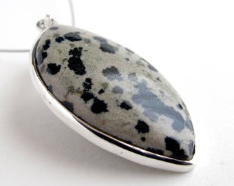 Dalmatian Jasper Pendant Sterling Silver With Natural Gray And Black Dalmatian Jasper Necklace Dalmatian Jasper Jewelry