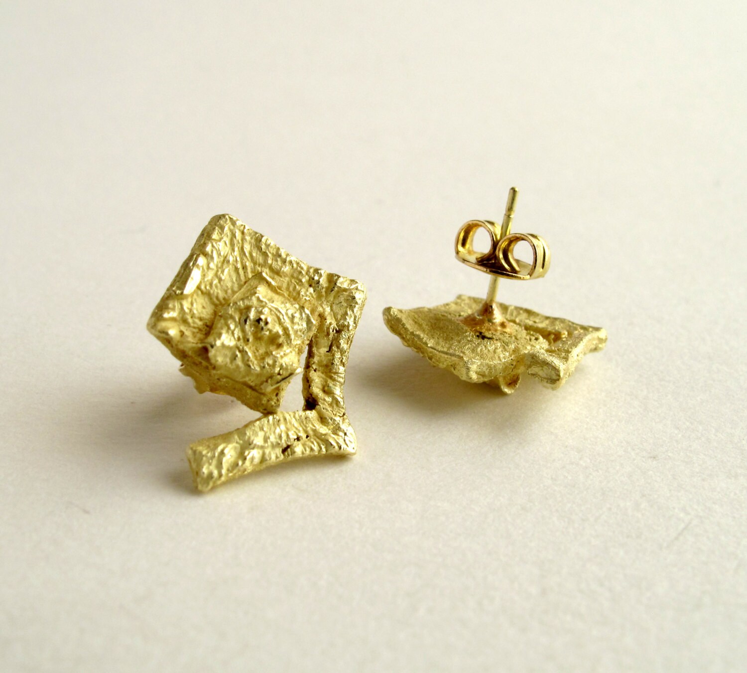 Orange Peel Earrings 18 Kt Orange Peel Texture Earrings Orange Jewelry Etsy