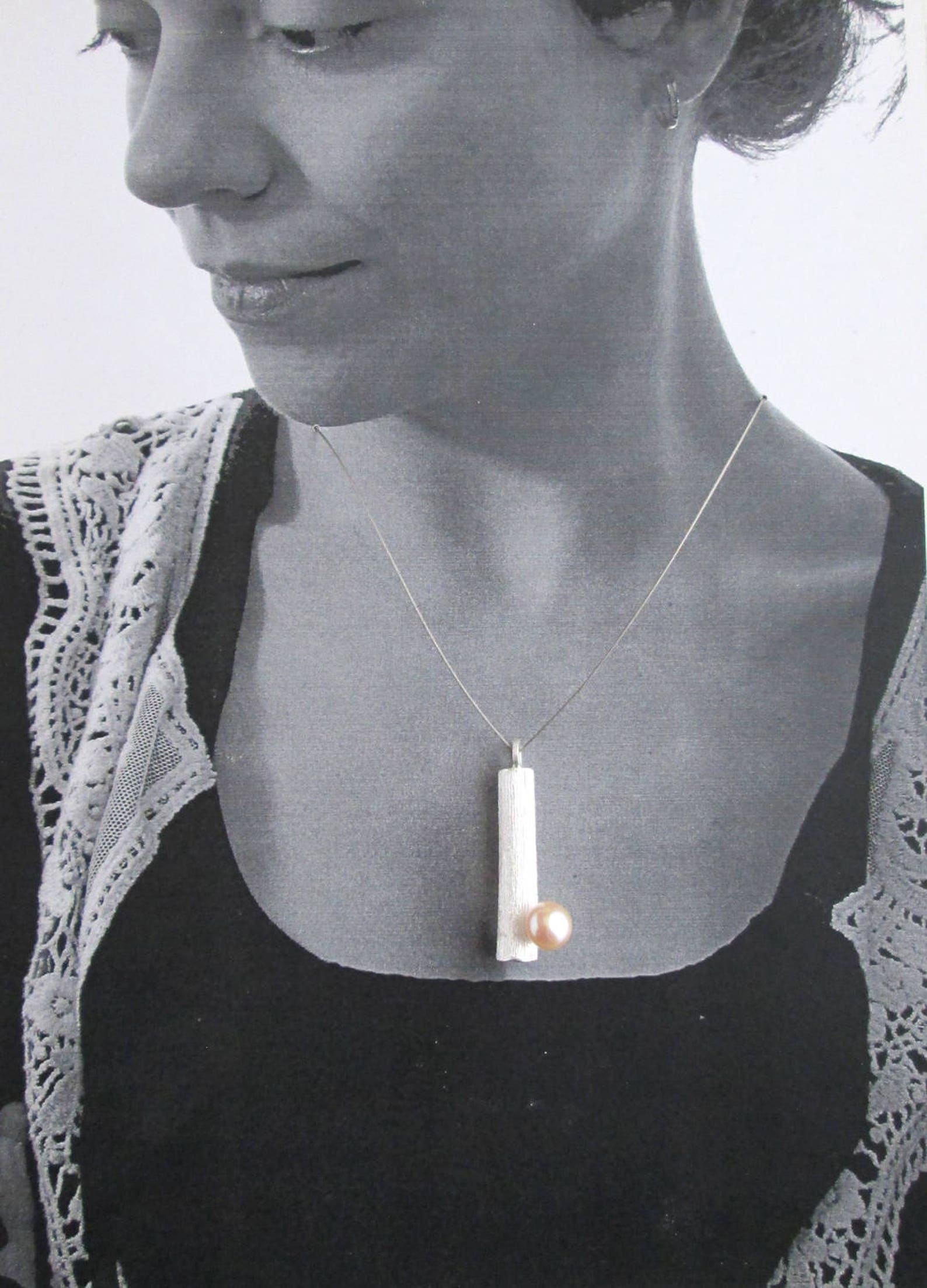 Golden Pearl Pendant Sterling Silver Pendant With Pink and - Etsy