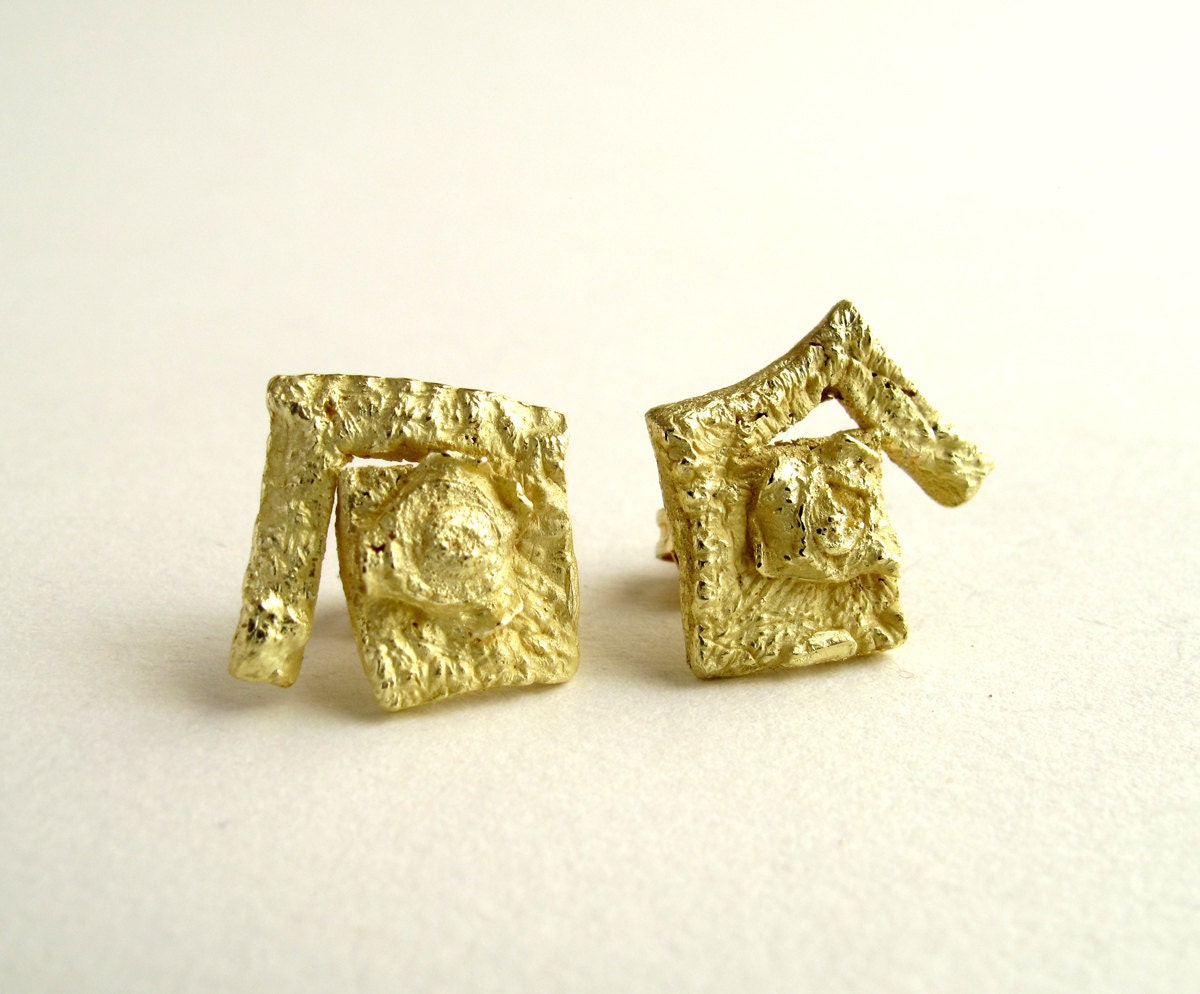 Orange Peel Earrings 18 Kt Orange Peel Texture Earrings Orange Jewelry Etsy