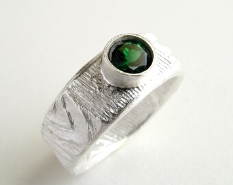 Emerald Color Garnet Sterling Silver Ring With Tsavorite Garnet Green Garnet Jewelry Ring For Men Garnet Jewelry