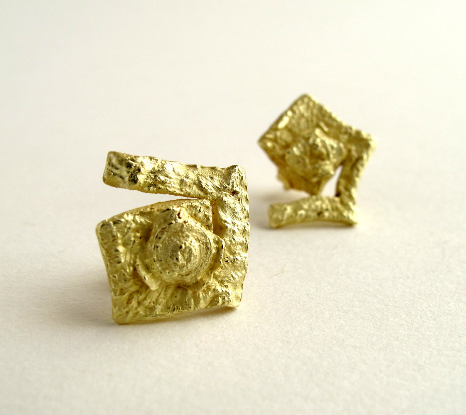 Orange Peel Earrings 18 Kt Orange Peel Texture Earrings Orange Jewelry Etsy