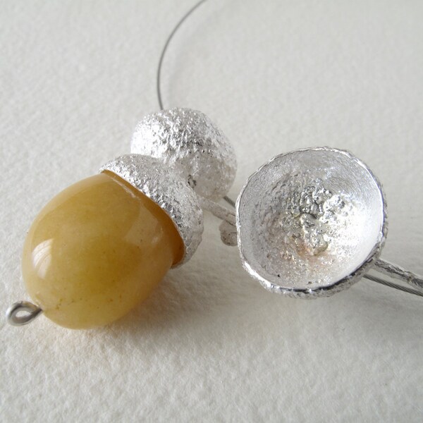 Citrin Anhänger Acorn Anhänger Sterling Silber Anhänger mit natürlichen Citrin Perlen