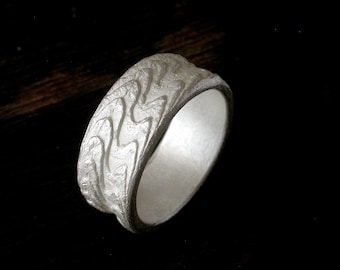 For Men Made In Your Size Sterling Silver Textured Ring Band Cast With Cuttlebone