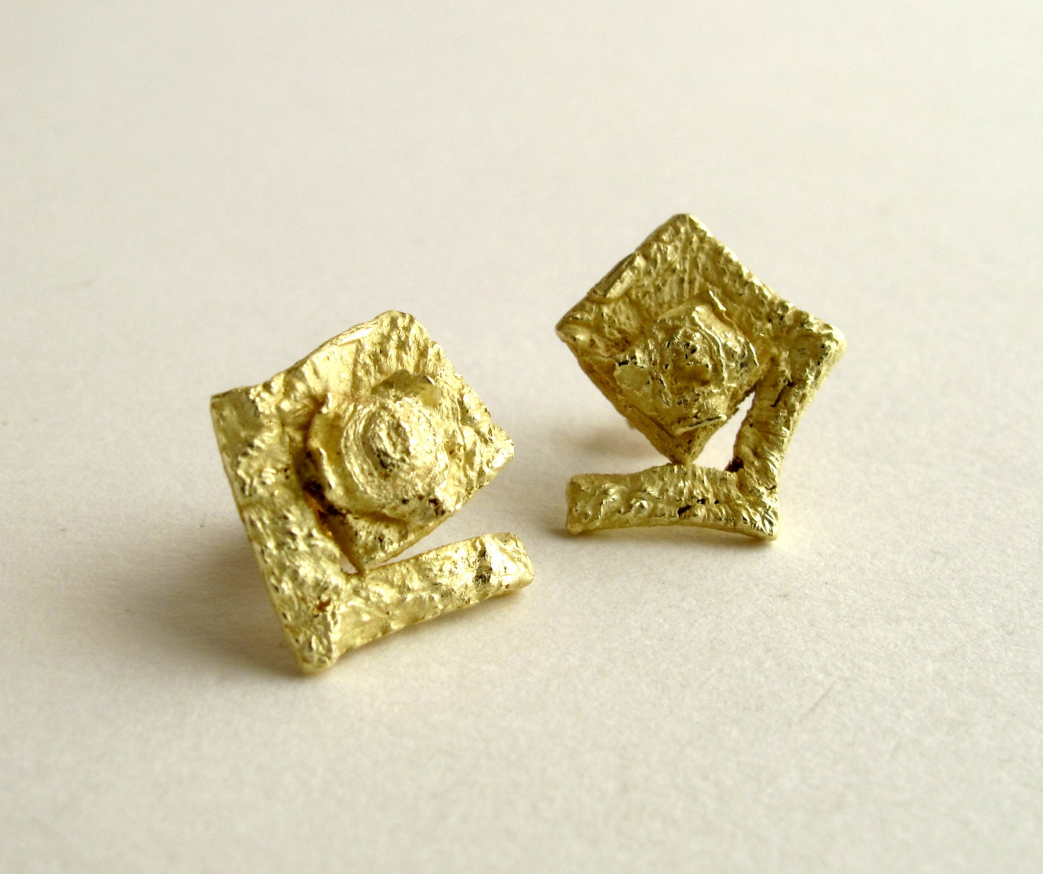 Orange Peel Earrings 18 Kt Orange Peel Texture Earrings Orange Jewelry Etsy