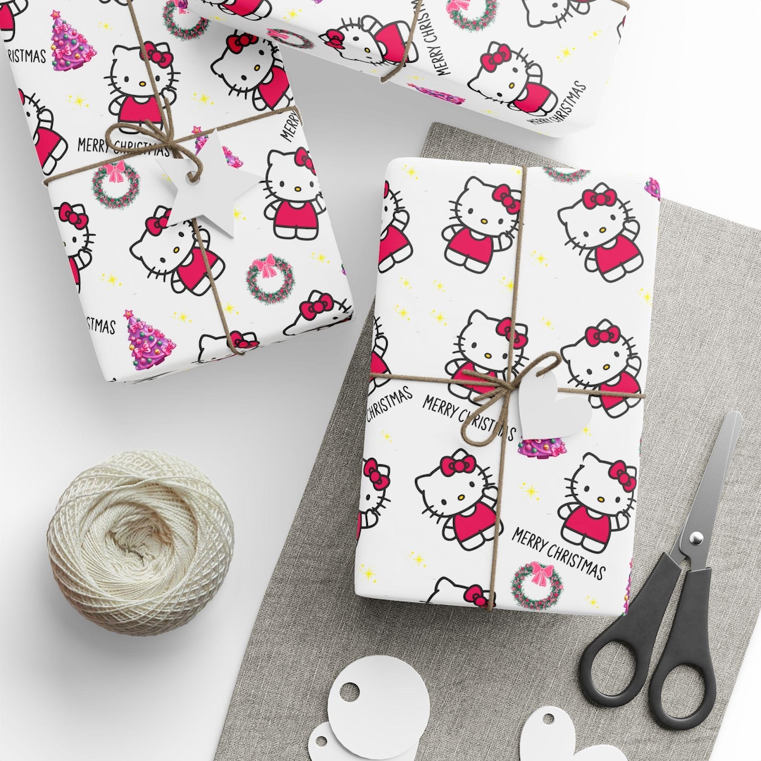 Hello Kitty Christmas Wrapping Paper pink, Trees - Etsy