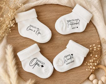 Baby Söckchen Schwangerschaft verkünden | Geschenk Oma Opa | Patentante fragen | Wunschtext - personalisiert