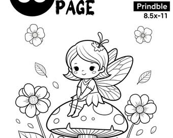 50 Kawaii Coloring Pages | Fairy Mushroom Illustrations (Digital Download)