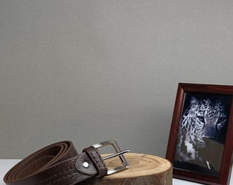 Läderbälte Herr | Fullnarvat Dubbelsytt Jeansbälte för Casualbruk