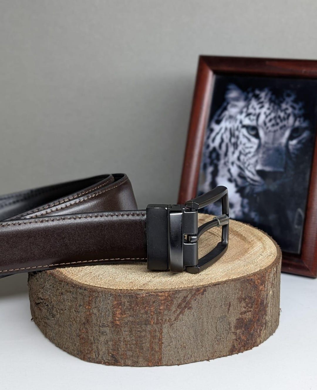 Reversible Leather Belt for Men - 2-in-1 Black & Brown Dual-sided