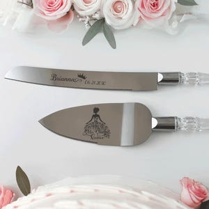 Personalized Quinceañera Cake Knife and Server Set: Mis Quince Años, Sweet Sixteen - Engraved