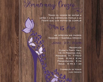 Acrylic Invitation: Butterfly Zapatilla, Round Corners (5x7)