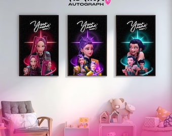 KPOP Demon Hunter Poster – Personalized Digital Print (Rumi, Mira or Zoey) | Custom Name Autograph | Kids Room Decor | Anime Wall Art | Gift