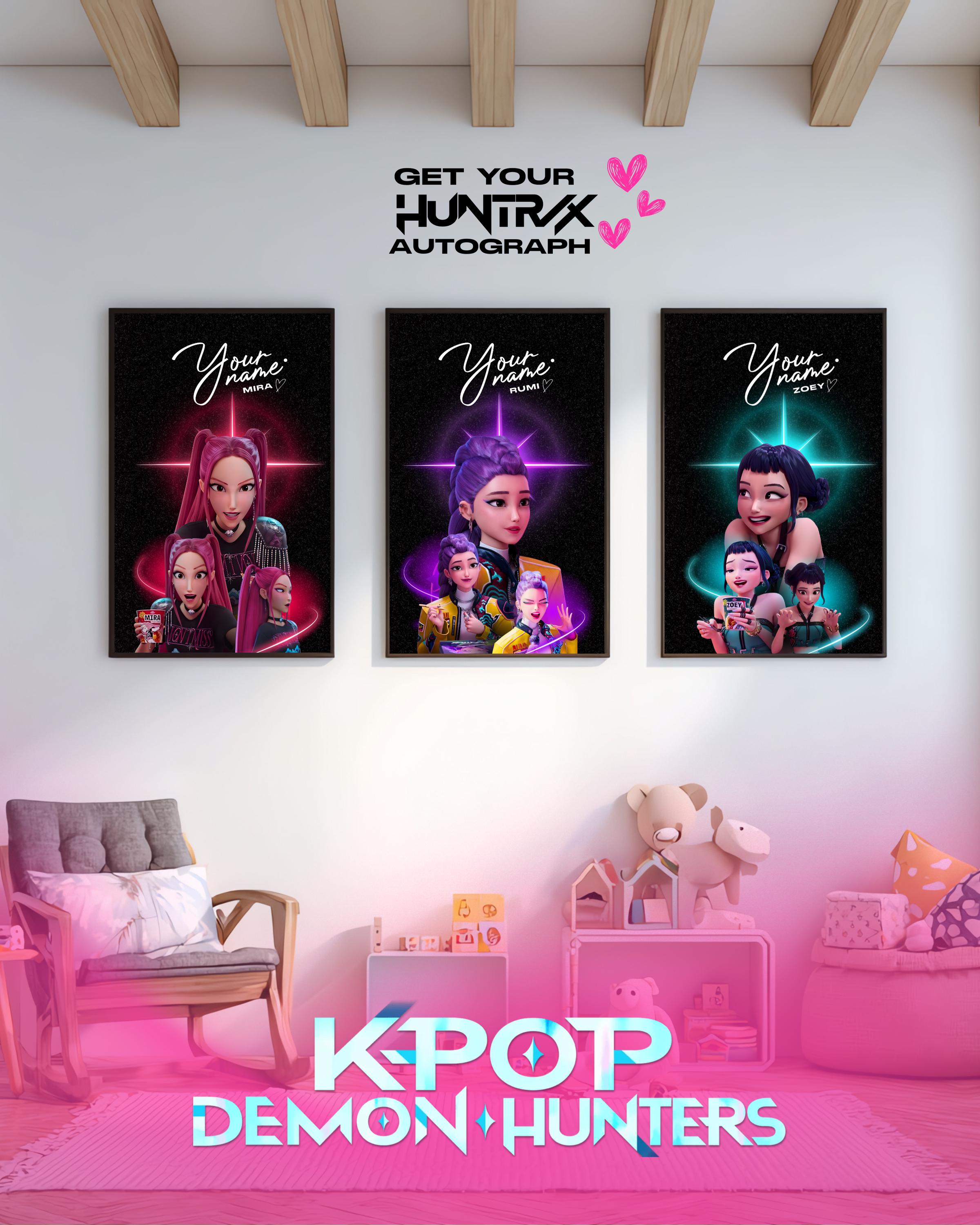 Poster Personalizzato Kpop Con Nome – Stile Hunter Neon, Decorazione Parete Per Cameretta E Spazio Musica, Formati 60/80/120 Cm