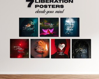 Set of 7 Liberation Inspirational Quote Posters | DigitalDownload | Motivational Artwork for Personal Growth