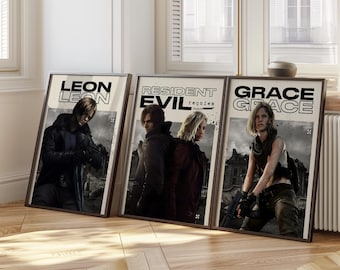 Resident Evil Requiem Poster Set – Leon Kennedy & Grace Ashcroft Wall Art – Gaming Room Decor – Printable Fan Art