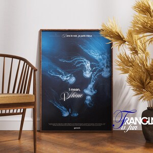 Póster artístico mate de medusas, decoración oceánica, impresión de arte mural, sala de estar, regalo para amantes del océano, estética del hogar