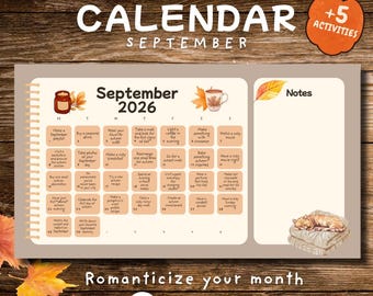 30 Days to Romanticize September | Fall Bucket List | September Activities | Autumn Self Care | Cozy September Calendar | Digital Download