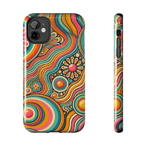Funda para teléfono con diseño floral retro de los años 70, iPhone, Samsung, iPhone 16, 15, 14, 13, 12, 11 Pro Max, envío gratuito