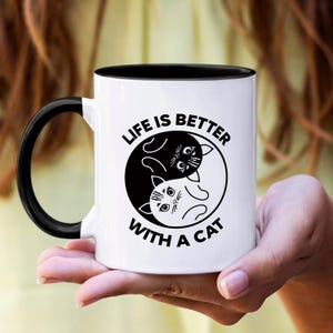 Ceramic Mug, Cat Lover Gift, Coffee Mug, Drink Coffee And Love Cats, Cat Mom Gift, Cat Dad Gift, Cat Lady Gift, Cat Mug for Women, Cat Mug