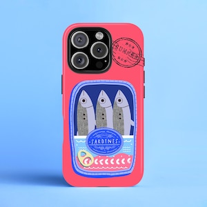 Retro Sardine Tin Tough Phone Case - Vintage Fish Design, Unique Phone Protector, Stylish Cover, Cool Gift, iphone cover