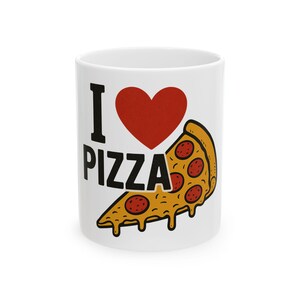 Pizza-Liebhaber-Keramikbecher - ich liebe Pizza-Design, lustige Kaffeetasse, Geschenk für Pizza-Liebhaber, Küchendeko, Foodie-Geschenk, einzigartige Tasse