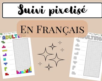 Jaarlijkse pixeltracking, gepersonaliseerde tracking voor volwassenen, in het Frans, printbaar bullet journal, dagboekpagina's, A5- en A4-formaat, in het Frans.