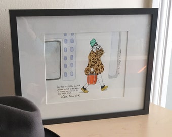 Woman with Turban - Framed Ink and Watercolor - Original Art - Love, New York - Illustration - New Yorker