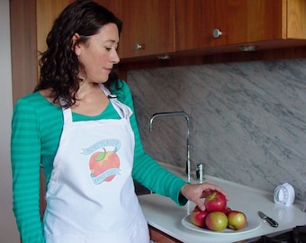 Honeycrisp Apple Apron with Matching Tattoo - Kitchen - Chef's Gift - Foodietoo - Cooking - Humor