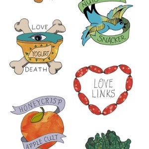 Temporary Tattoos of Food Set of 8 Whole Foods Foodie Tattoos Funny Tattoos Food Trends Healthy image 1