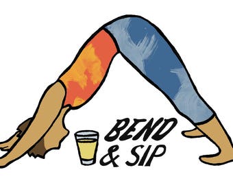 Craft Beer - Temporary Tattoo - Yoga Fan - Beer Fan - Bend & Sip - Foodietoo