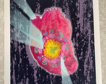 Art Print - Brokenhearted Kaleidoscope - 8 x 10 print - Digital Collage - Illustration - Glowing Human Heart