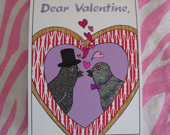 Valentine with Pigeons - Gay version - Hearts - Love Birds