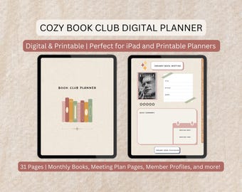 Mysig bokklubbsplanerare - Digitala och utskrivbara mallar