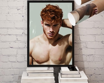 Redhead Male Portrait Print – Modern Masculine Wall Art Poster