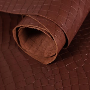 Croco Stone Pattern, Hazelnut Brown Leather, 2 Sqm, 1.5-1.8 mm, Calf Skin, For Crafts, Top Grain, Full Hide, Genuine Leather, Crazy Leather