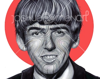 Beatles Fab Four George Harrison  - Print