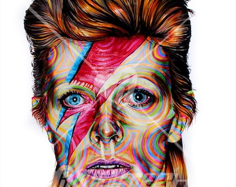 14" X 11" David Bowie as Ziggy Stardust  Portrait  - Print