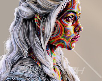 Custom Portrait Daenerys Targaryen Game of thrones  - Print 14" X 11"