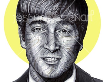 Beatles Fab Four John Lennon  - Print