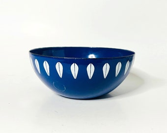 Blue Petite Lotus Patterned 5" Bowl by Cathrineholm | Mid Century Modern, Metal Bowl, Navy, Retro, Serving ware, Kitchen Decor