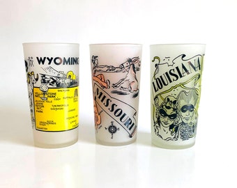 Vintage 1950's Souvenir State Glasses by Hazel Atlas | Drinking Glasses | Glassware, Cup, Advertising, Collectors, United States