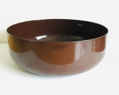 Large Vintage 10 quot Kaj Franck Finel Brown Enamel Bowl Arabia Finland Steel Serving Bowl