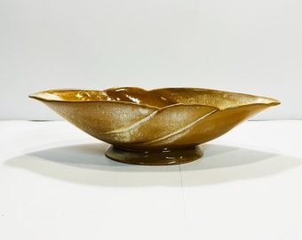 Vintage Frankoma Plainsman Stoneware Yellow and Brown Toned 219 Extra Large Centerpiece Bowl