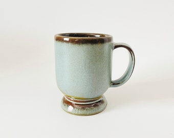 Vintage Frankoma C2 Pedestal Stoneware Pottery Blue and Brown Mug | Tea Cups, Coffee Mug, Drink ware