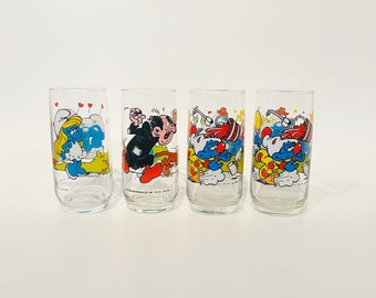 Vintage 1983 Smurf Drinking Glasses | Peyo, Wallace Berrie and Co, Retro Kid, 1980s, Glassware, Drinking, Chipmunks