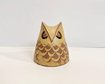 Vintage Stoneware Pottery Owl Figure | Retro Owl, Wind chime, Stone, Clay, Pottery, Animal, 1960s