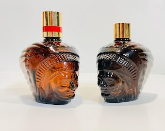 Avon Native American Chief Perfume Container | Mid Century Modern 1970s Amber Colored Cologne Bottle
